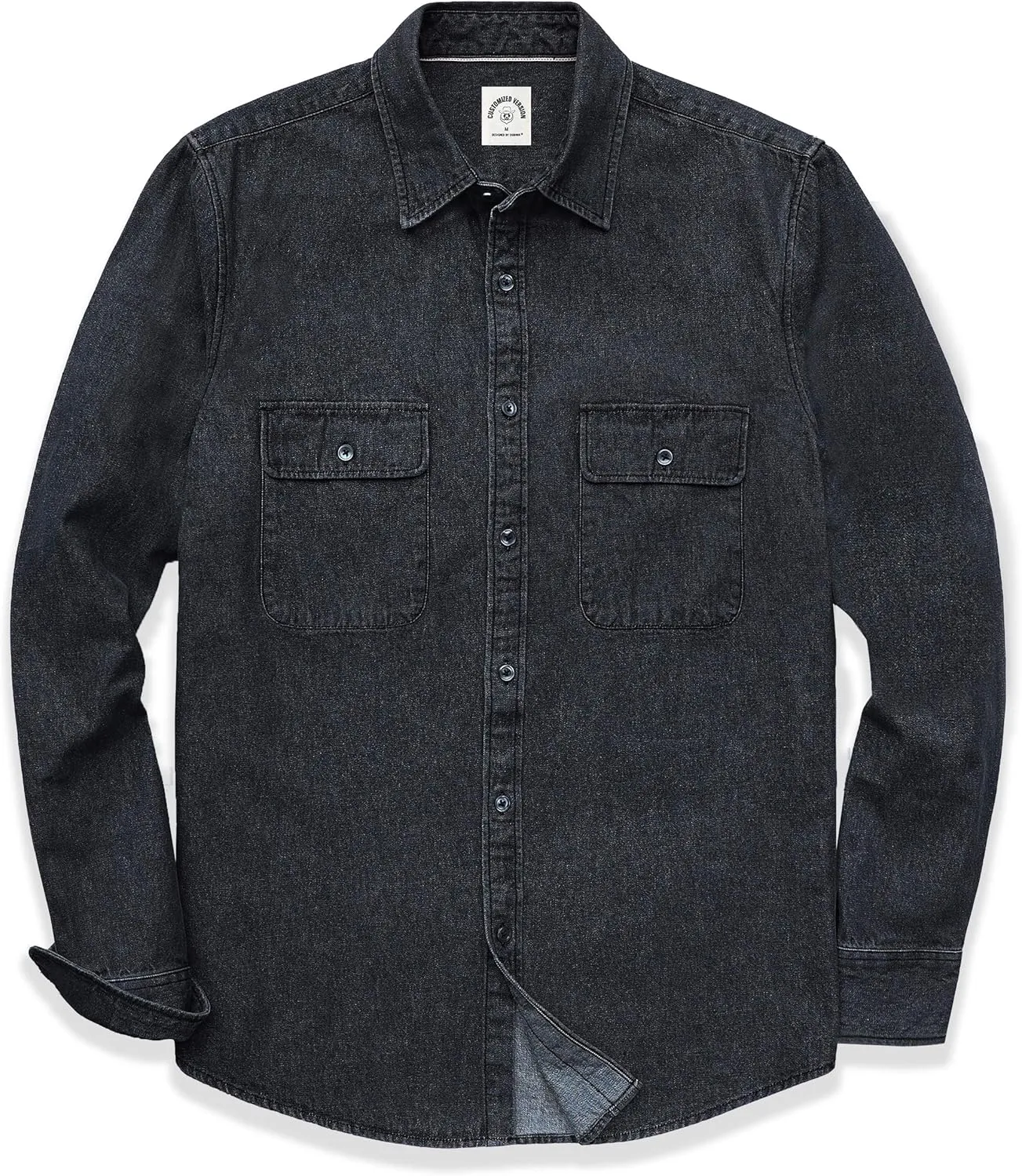 Dubinik® Denim Shirt Men Mens Denim Shirts Long Sleeve Mens Denim Button Down Shirt Cotton Regular Fit Casual Work Shirts