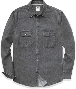 Dubinik® Denim Shirt Men Mens Denim Shirts Long Sleeve Mens Denim Button Down Shirt Cotton Regular Fit Casual Work Shirts