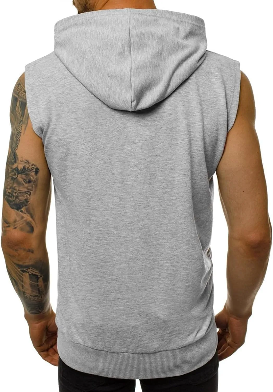 evzosrz Mens Workout Hoodies Full Zip Hooded Tank Tops Fashion Sleeveless Bodybuilding Fitness Muscle Tees Shirt with Pocket