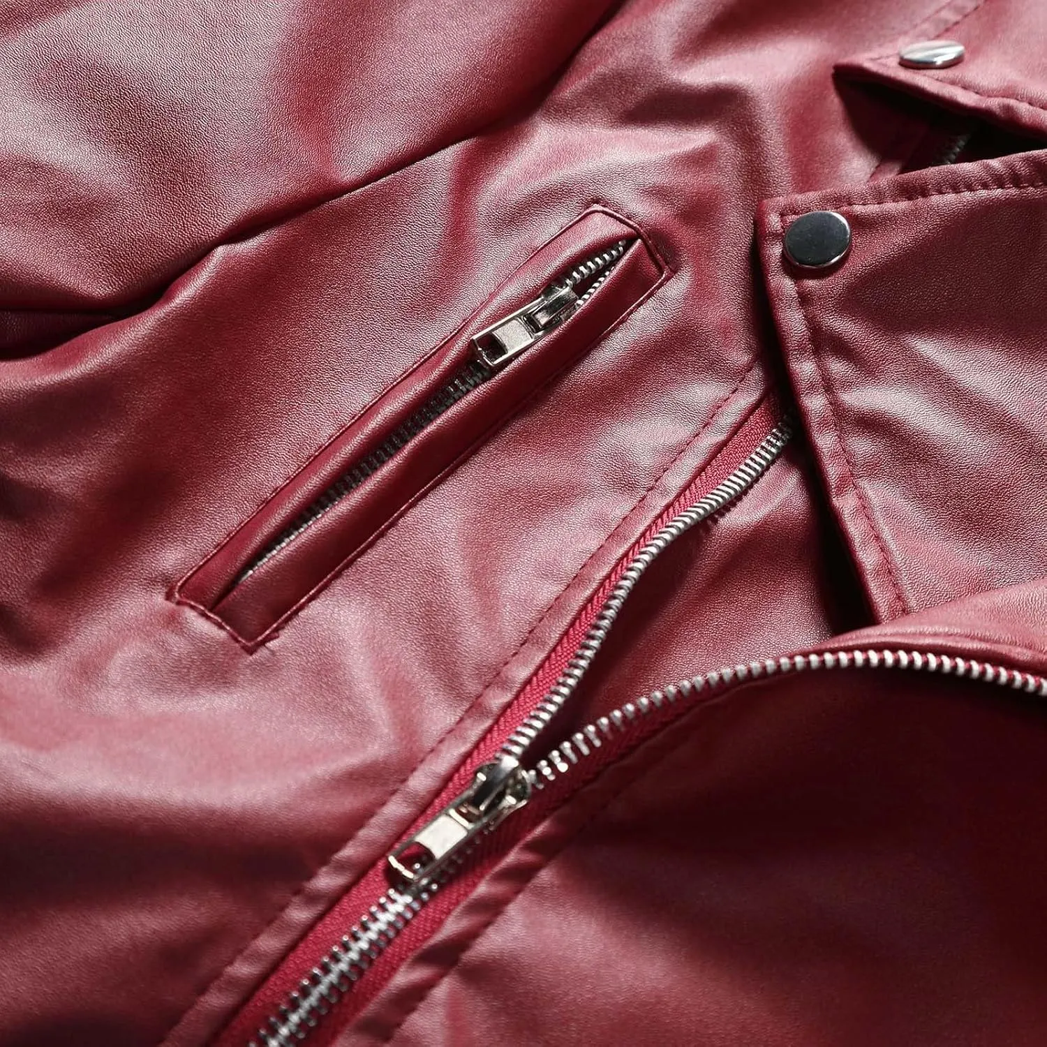 Faux Leather Jacket for Men Black Motorcycle Bomber Jackets Lightweight Lapel Asymmetric Zip-Up Slim Fit Biker Coats