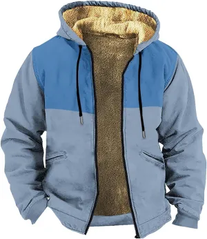 Fleece Jackets Men Long Sleeve Full Zip Sherpa Fuzzy Fur Cardigans Outdoor Fluffy Winter Warm Sweater Coats with Hood