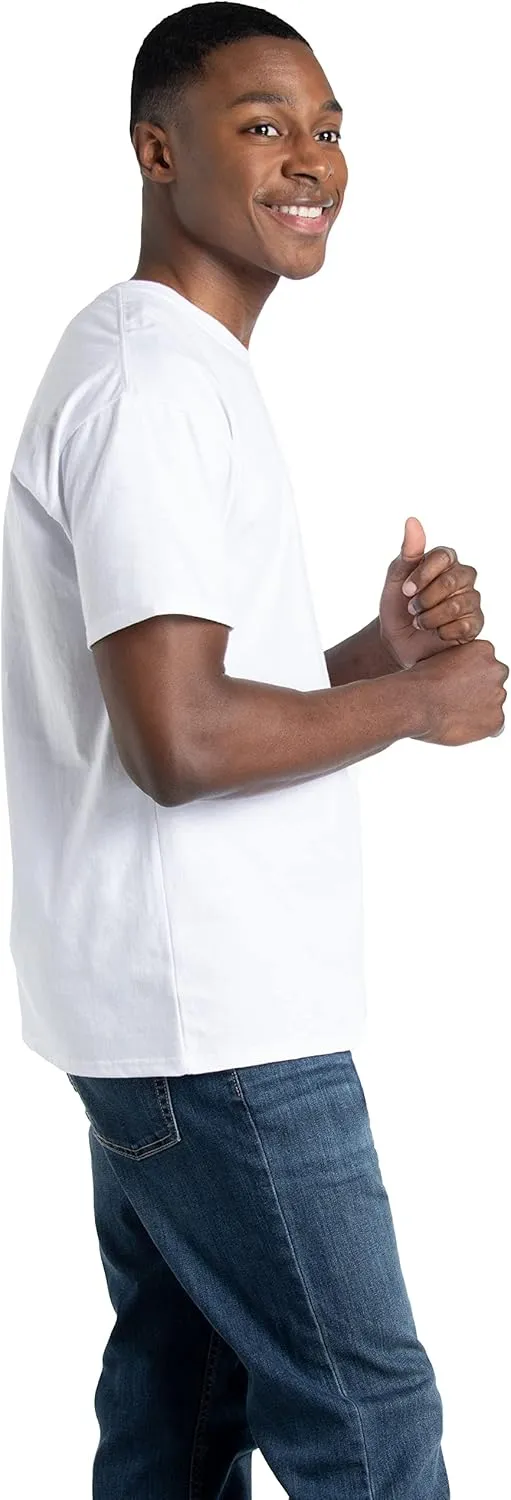 Fruit of the Loom Men's Eversoft Cotton Short Sleeve Pocket T-Shirts, Breathable & Tag Free