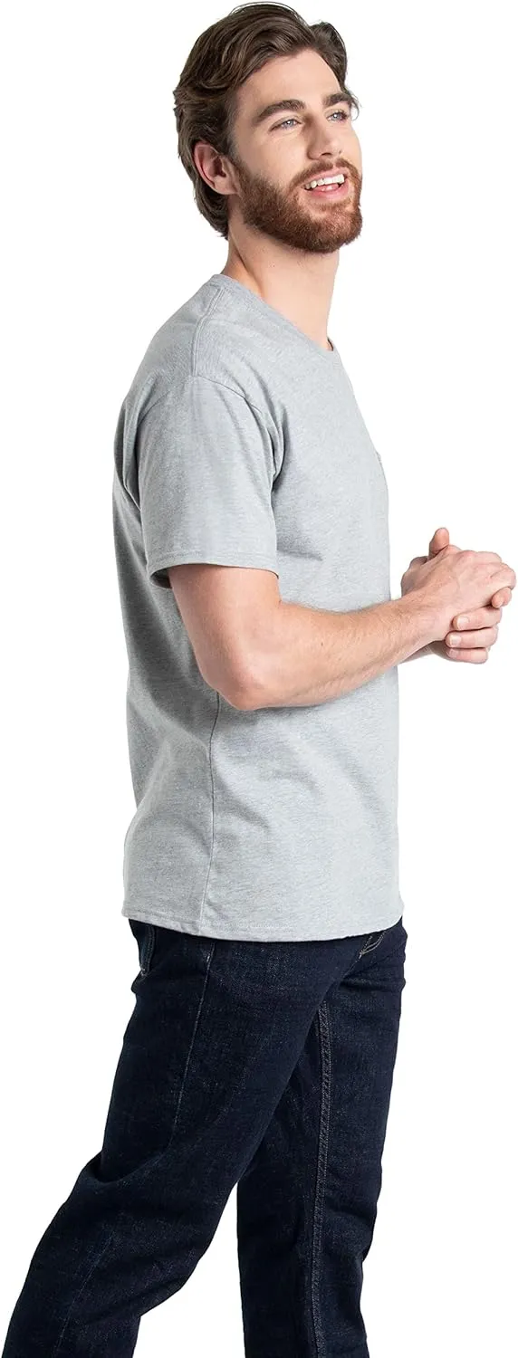 Fruit of the Loom Men's Eversoft Cotton Short Sleeve Pocket T-Shirts, Breathable & Tag Free
