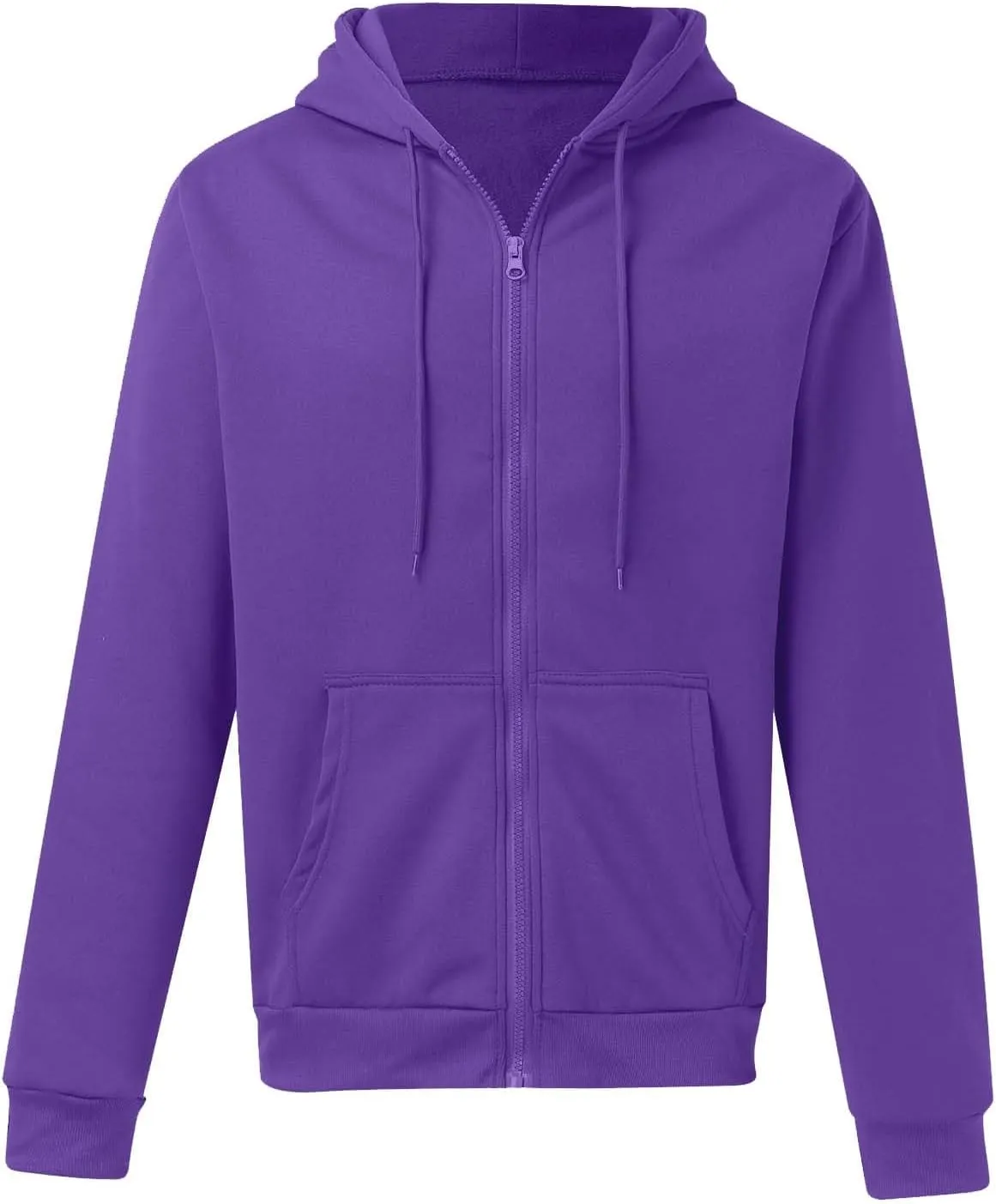 Full Zip Hoodies For Men Casual Long Sleeve Solid Color Sweatshirt Winter Warm Fleece Sweatshirts