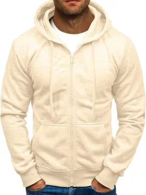 Full Zip Hoodies For Men Casual Long Sleeve Solid Color Sweatshirt Winter Warm Fleece Sweatshirts