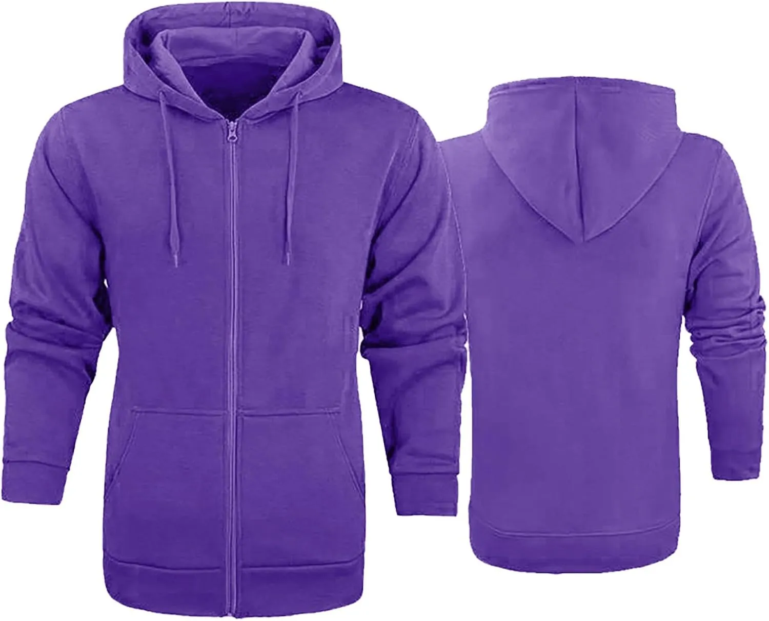 Full Zip Hoodies For Men Casual Long Sleeve Solid Color Sweatshirt Winter Warm Fleece Sweatshirts
