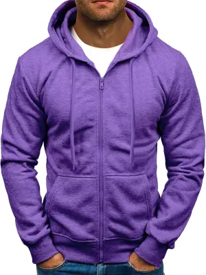 Full Zip Hoodies For Men Casual Long Sleeve Solid Color Sweatshirt Winter Warm Fleece Sweatshirts