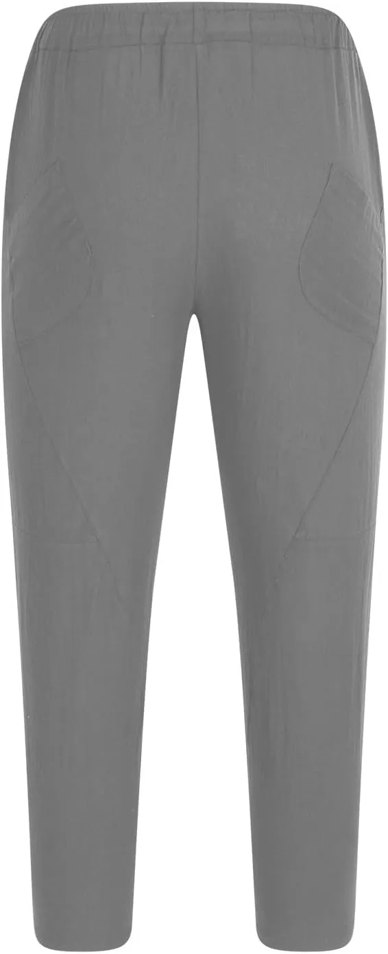 generic Linen Pants Men Big and Tall Casual Relaxed Fit Sweatpants Drawstring Plus Size Mens Summer Wide Leg Trousers Comfort