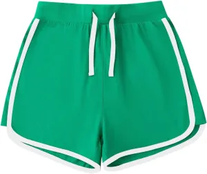 Girls Active Cotton Shorts Summer Running Athletic Elastic Waist Sweat Shorts Workout Gym Short for Girl