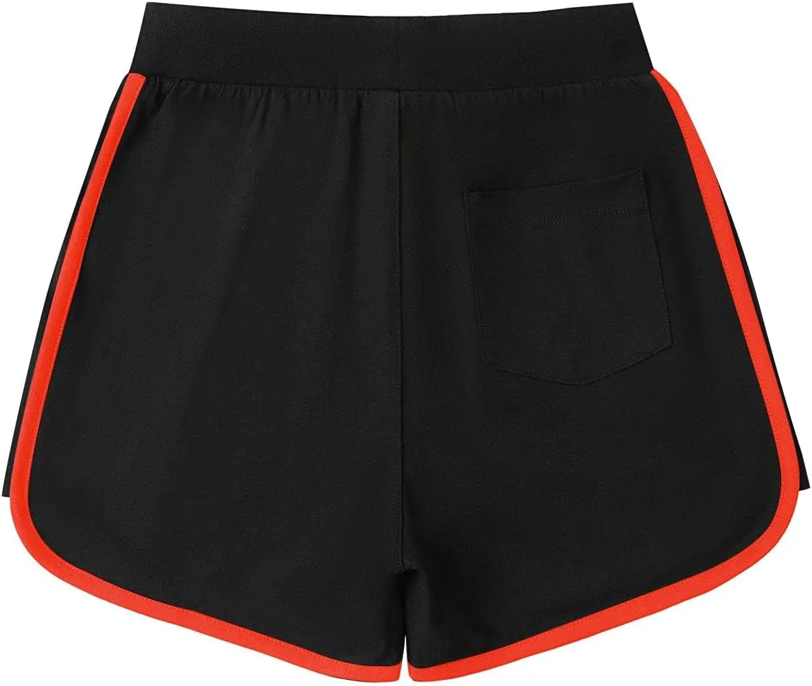 Girls Active Cotton Shorts Summer Running Athletic Elastic Waist Sweat Shorts Workout Gym Short for Girl