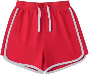 Girls Active Cotton Shorts Summer Running Athletic Elastic Waist Sweat Shorts Workout Gym Short for Girl