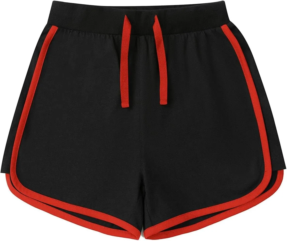 Girls Active Cotton Shorts Summer Running Athletic Elastic Waist Sweat Shorts Workout Gym Short for Girl