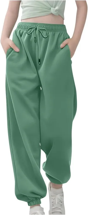 Girls' Boys Jogger Pants Casual Ankle Sweat Pants with Pockets Kids Soft Active Athletic Joggers Sweatpants