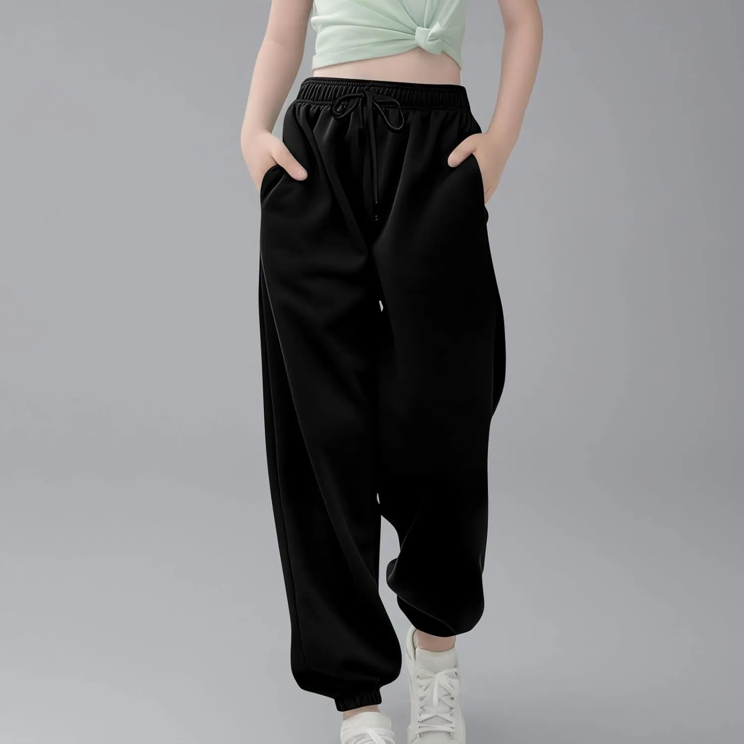 Girls' Boys Jogger Pants Casual Ankle Sweat Pants with Pockets Kids Soft Active Athletic Joggers Sweatpants