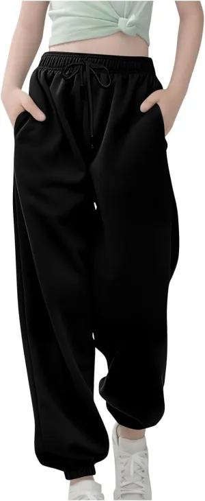 Girls' Boys Jogger Pants Casual Ankle Sweat Pants with Pockets Kids Soft Active Athletic Joggers Sweatpants