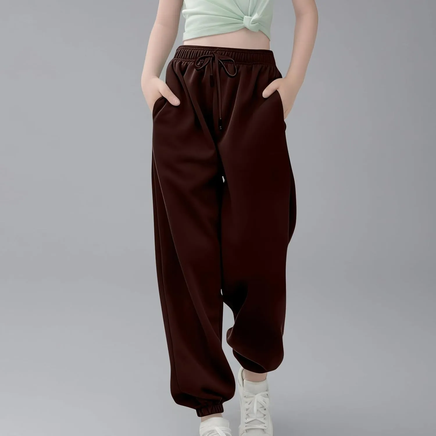 Girls' Boys Jogger Pants Casual Ankle Sweat Pants with Pockets Kids Soft Active Athletic Joggers Sweatpants