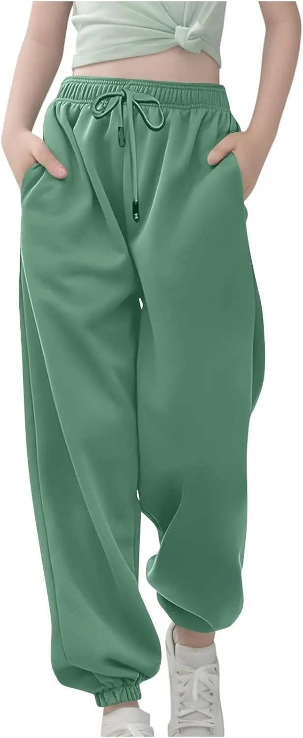 Girls' Boys Jogger Pants Casual Ankle Sweat Pants with Pockets Kids Soft Active Athletic Joggers Sweatpants