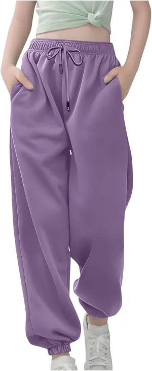 Girls' Boys Jogger Pants Casual Ankle Sweat Pants with Pockets Kids Soft Active Athletic Joggers Sweatpants
