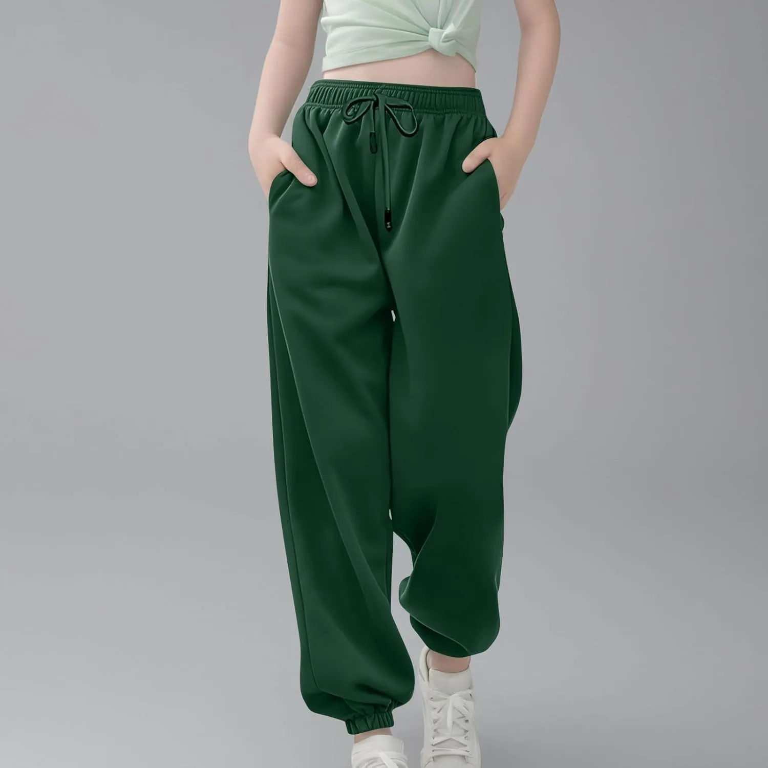 Girls' Boys Jogger Pants Casual Ankle Sweat Pants with Pockets Kids Soft Active Athletic Joggers Sweatpants