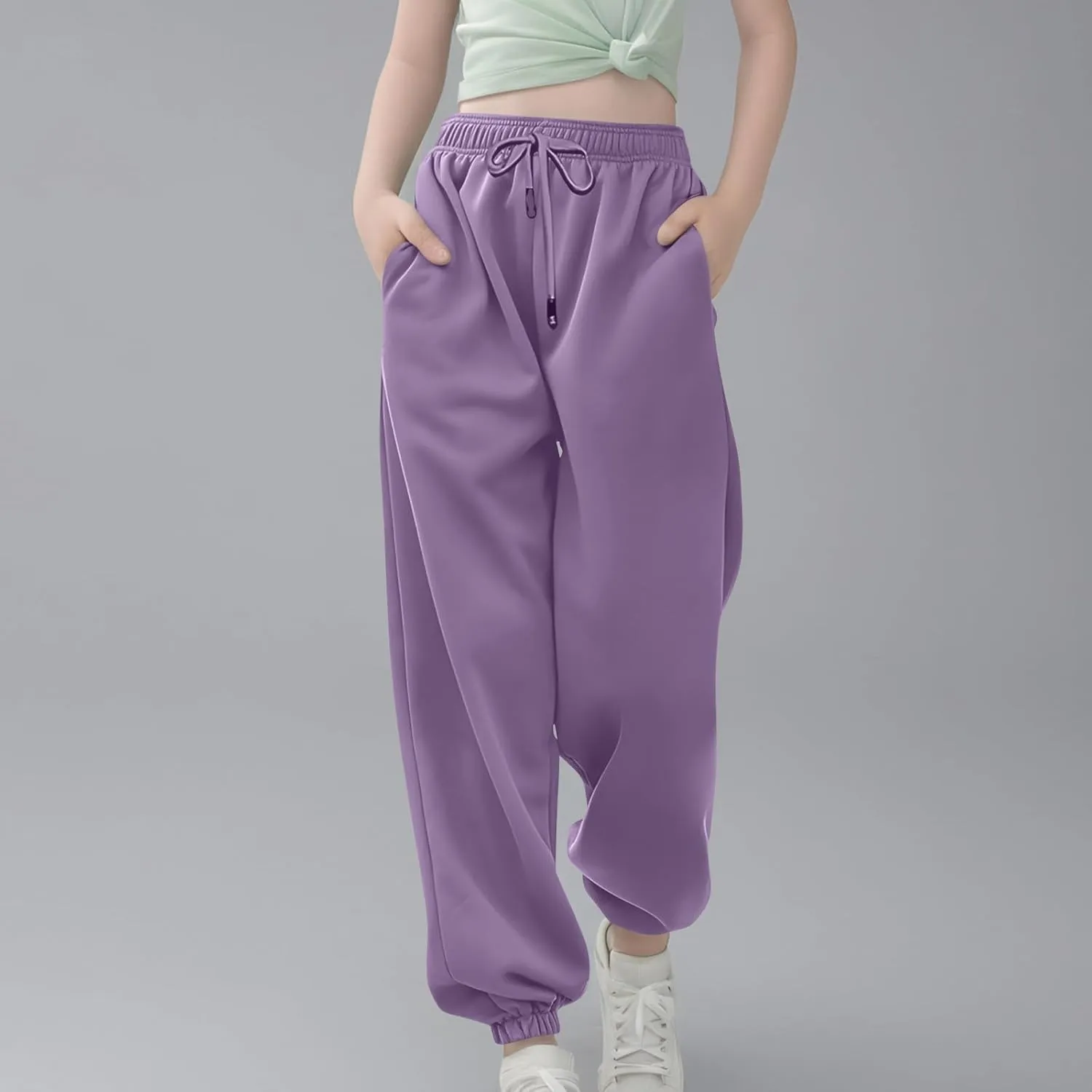 Girls' Boys Jogger Pants Casual Ankle Sweat Pants with Pockets Kids Soft Active Athletic Joggers Sweatpants