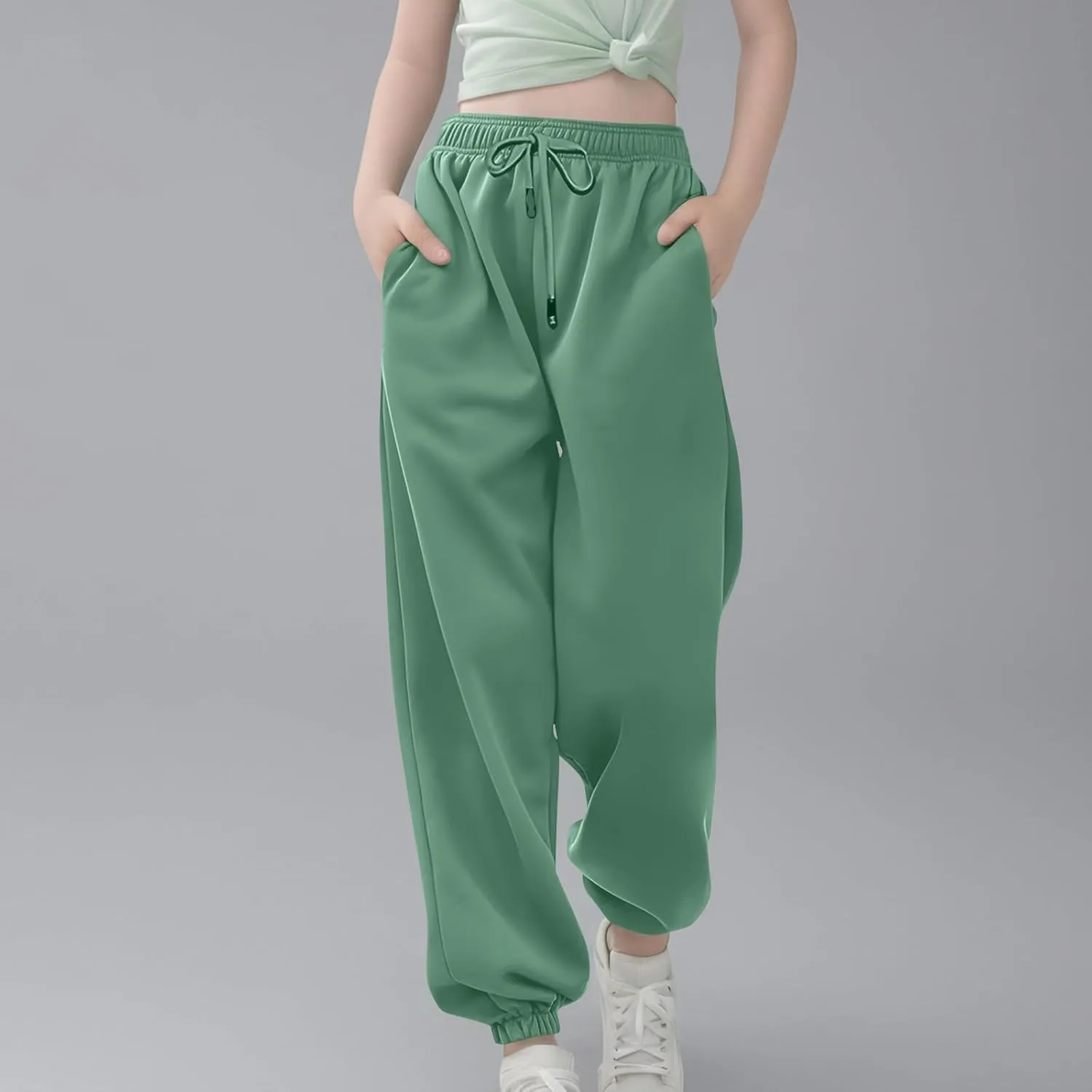 Girls' Boys Jogger Pants Casual Ankle Sweat Pants with Pockets Kids Soft Active Athletic Joggers Sweatpants