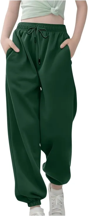Girls' Boys Jogger Pants Casual Ankle Sweat Pants with Pockets Kids Soft Active Athletic Joggers Sweatpants