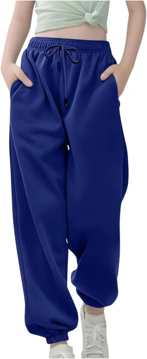 Girls' Boys Jogger Pants Casual Ankle Sweat Pants with Pockets Kids Soft Active Athletic Joggers Sweatpants