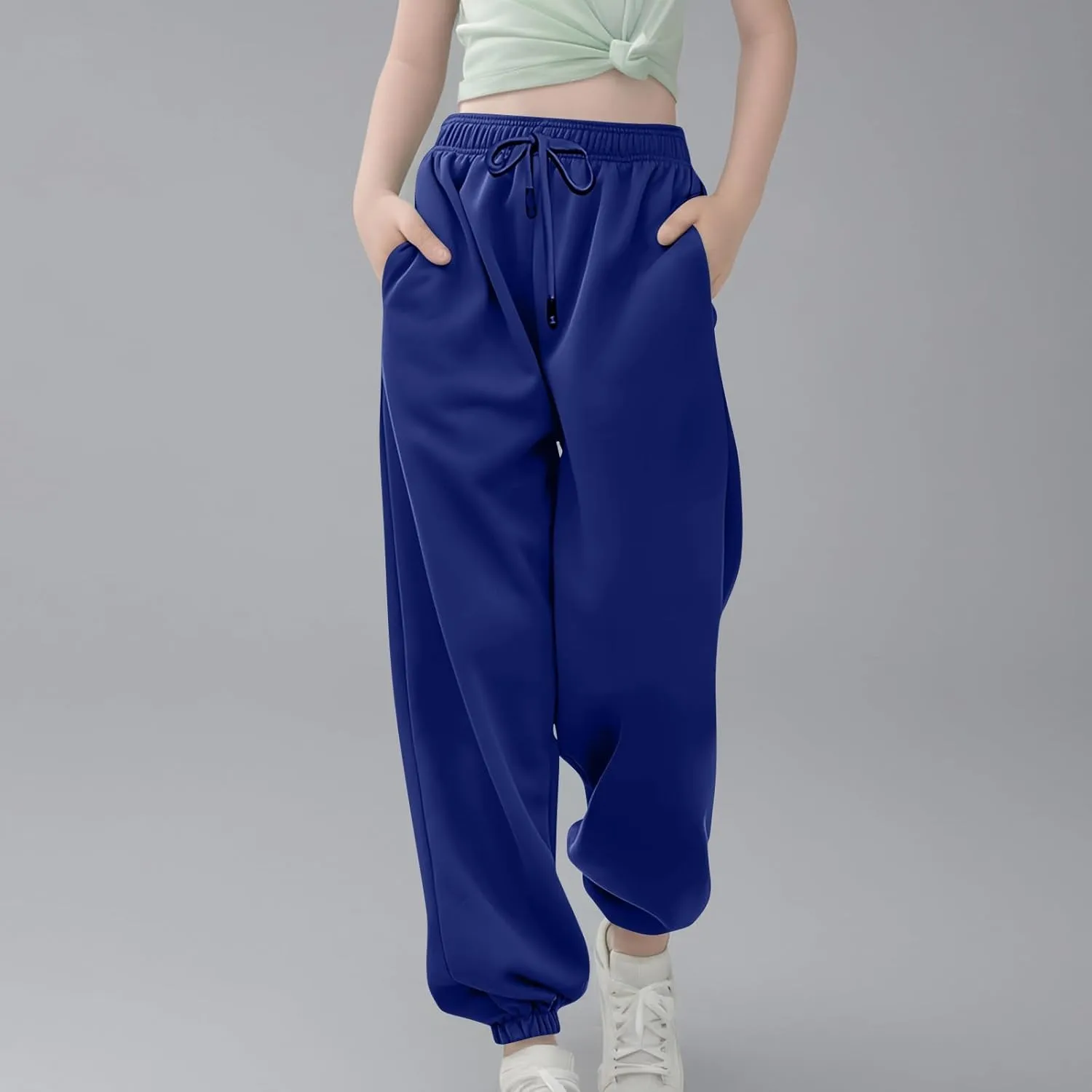Girls' Boys Jogger Pants Casual Ankle Sweat Pants with Pockets Kids Soft Active Athletic Joggers Sweatpants