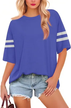 Going Out Tops for Women Printed Short Sleeve Work Clothes Crew Neck 2025 Casual Tops Summer Loose Fit Basic Tees