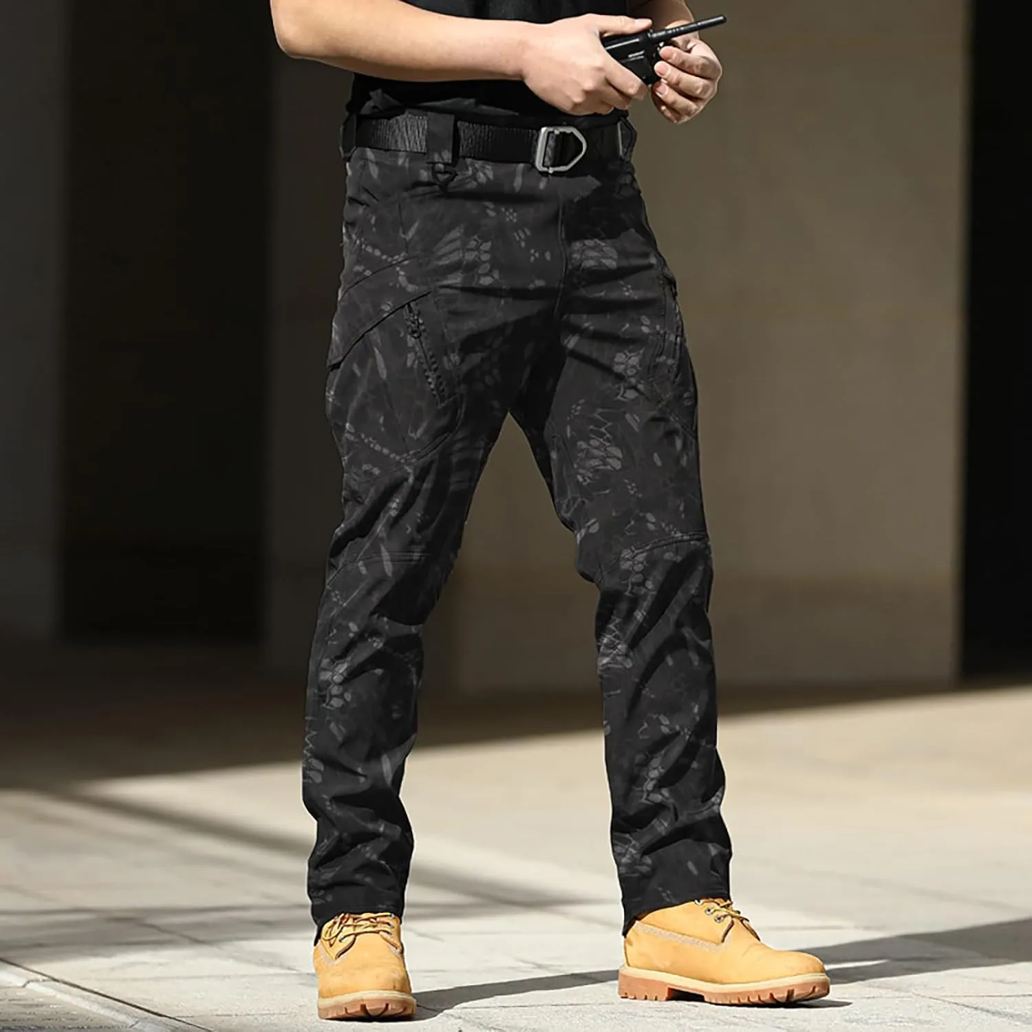 GOKKILRW Men's Casual Cargo Pants Military Army Camo Pants Combat Baggy Outdoor Hiking Training Work Pants with Multi Pockets