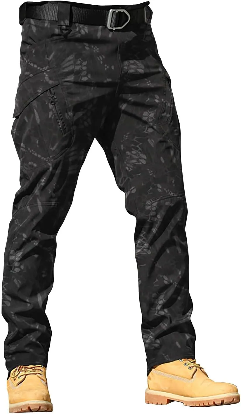 GOKKILRW Men's Casual Cargo Pants Military Army Camo Pants Combat Baggy Outdoor Hiking Training Work Pants with Multi Pockets