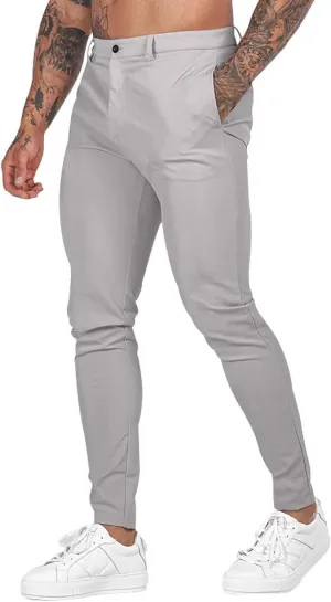 GOKKILRW Mens Golf Pants Stretch Chinos Dress Pants Quick Dry Business Work Office Lightweight Slim Fit Formal Sport Pants
