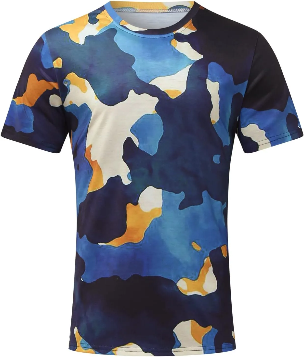 GOKKILRW Men's T Shirts Casual Camo Printed Lightweight Quick Dry Plus Size Crewneck Short Sleeve Military Hunting Tees