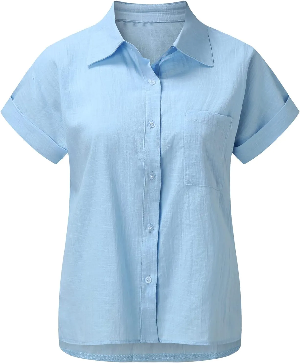 GOKKILRW Womens Linen Blouses Button Down Short Sleeve T Shirts Gauze Boho Dressy Casual Work Tops 2025 Summer Hippie Clothes