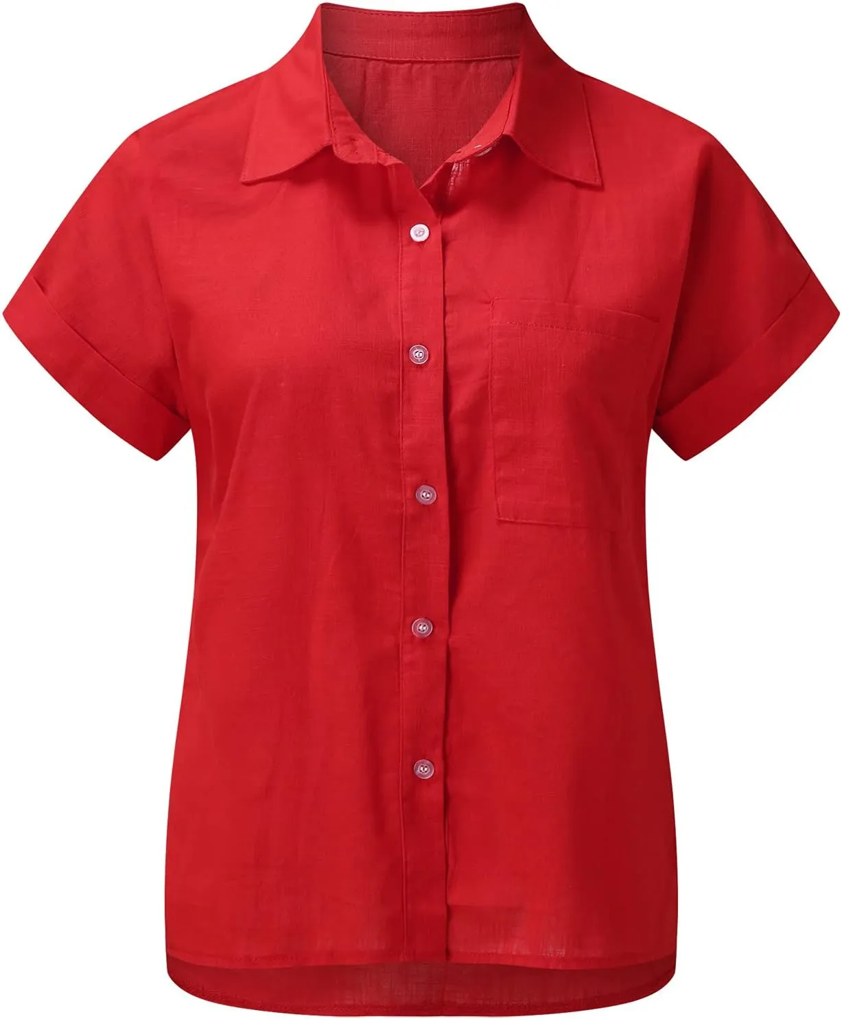 GOKKILRW Womens Linen Blouses Button Down Short Sleeve T Shirts Gauze Boho Dressy Casual Work Tops 2025 Summer Hippie Clothes