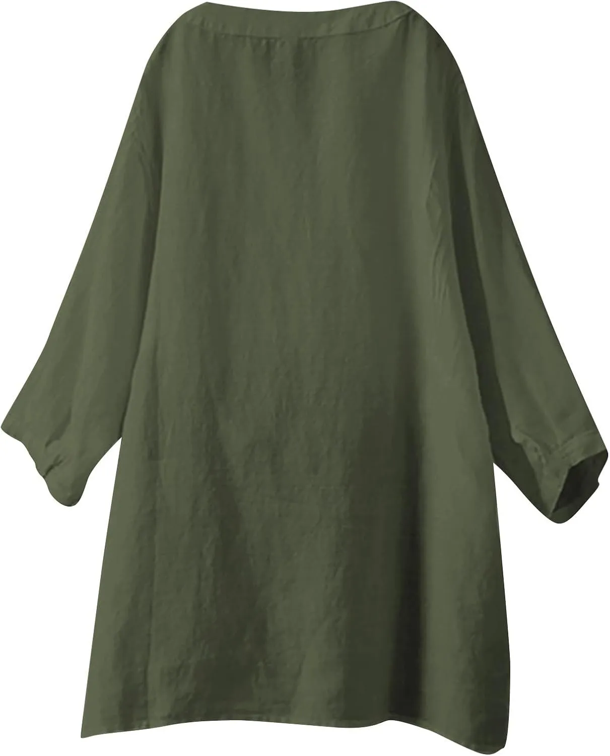 GOKKILRW Women's Linen Shirt Oversized Loose Fit Summer T-Shirts Button Down Casual Dressy Blouses Solid Going Out Tunic Tops