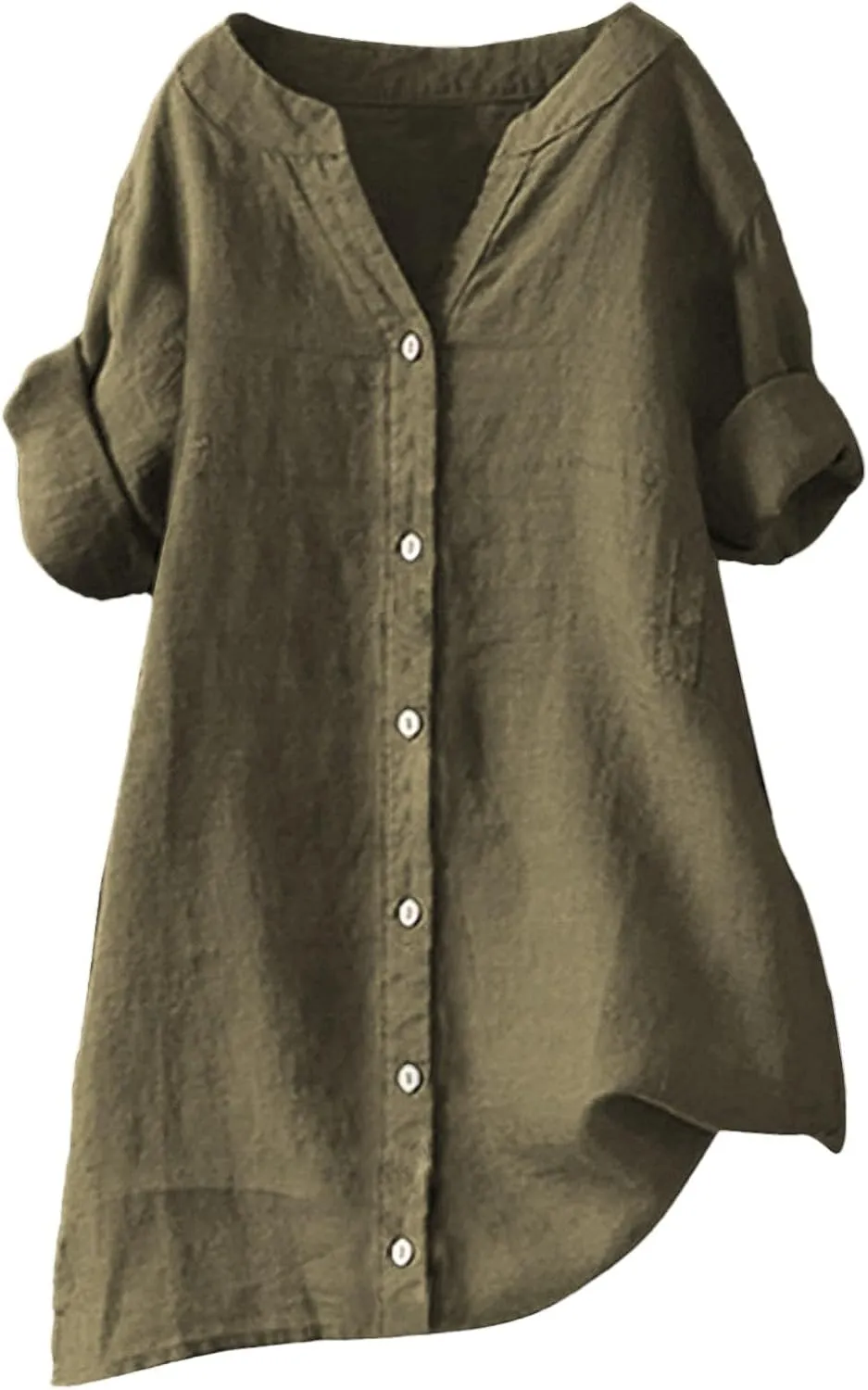 GOKKILRW Women's Linen Shirt Oversized Loose Fit Summer T-Shirts Button Down Casual Dressy Blouses Solid Going Out Tunic Tops