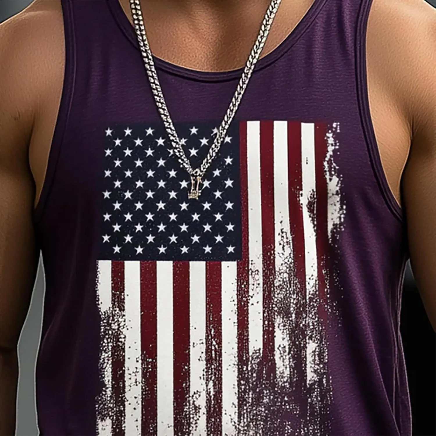 Graphic Tank Tops Men Sleeveless Crewneck American Flag Printed Patriotic Shirts Classic Stylish 4Th of July Shirt