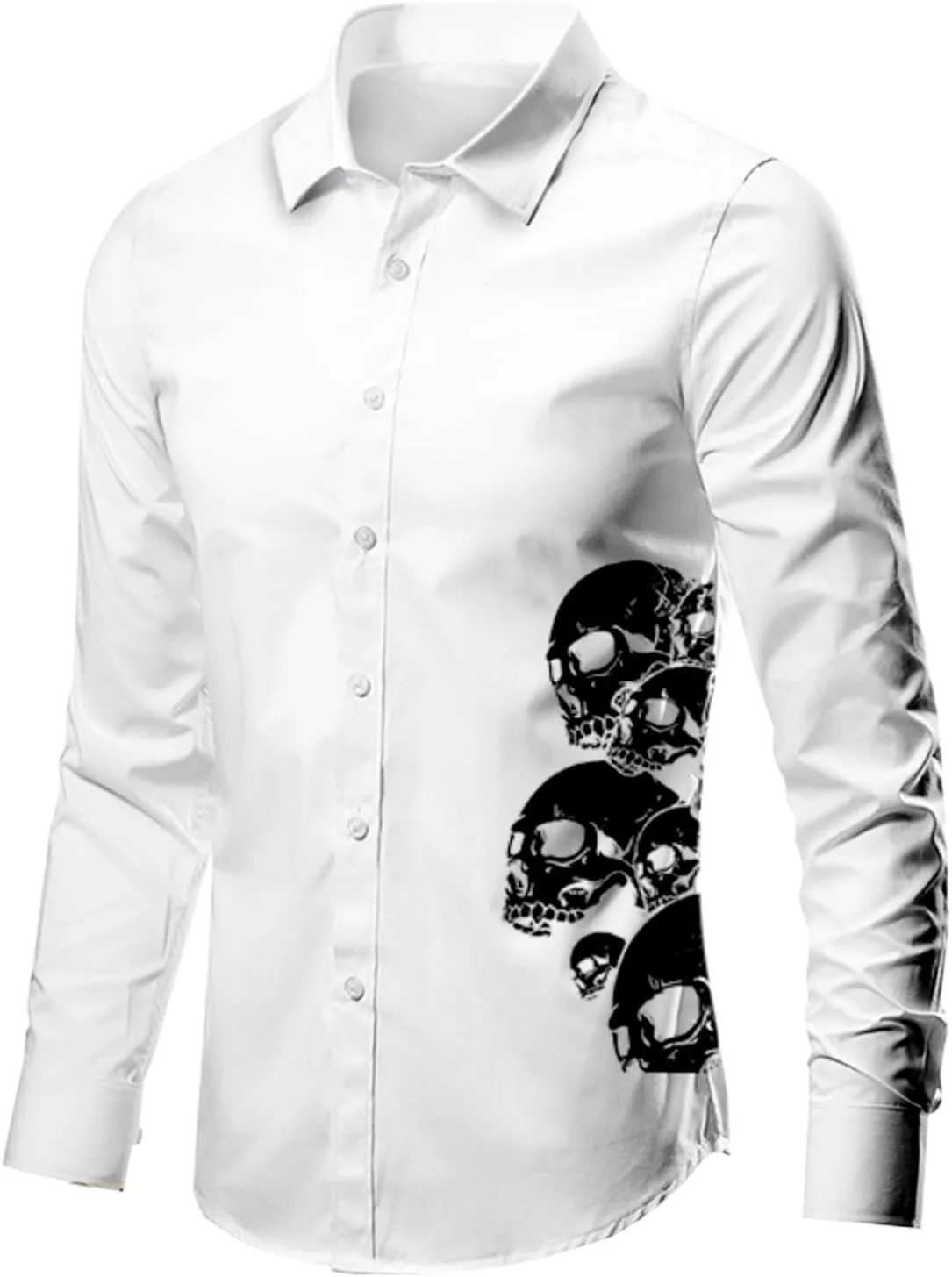 Halloween Shirts for Men Funky 3D Printed Long Sleeve Button Down T Shirt Up Party Dress Shirts Hawaiian Tee Tops