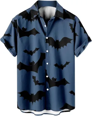 Halloween Shirts for Men Pumpkins Men's Hawaiian Shirt Button Down Short Sleeves Trendy Regular Fit Festival Shirts