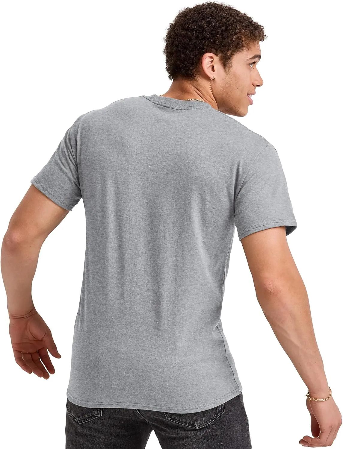 Hanes Men's Essentials Short-Sleeve Pocket T-Shirt Pack, Cotton Crewneck Tee, 3-Pack