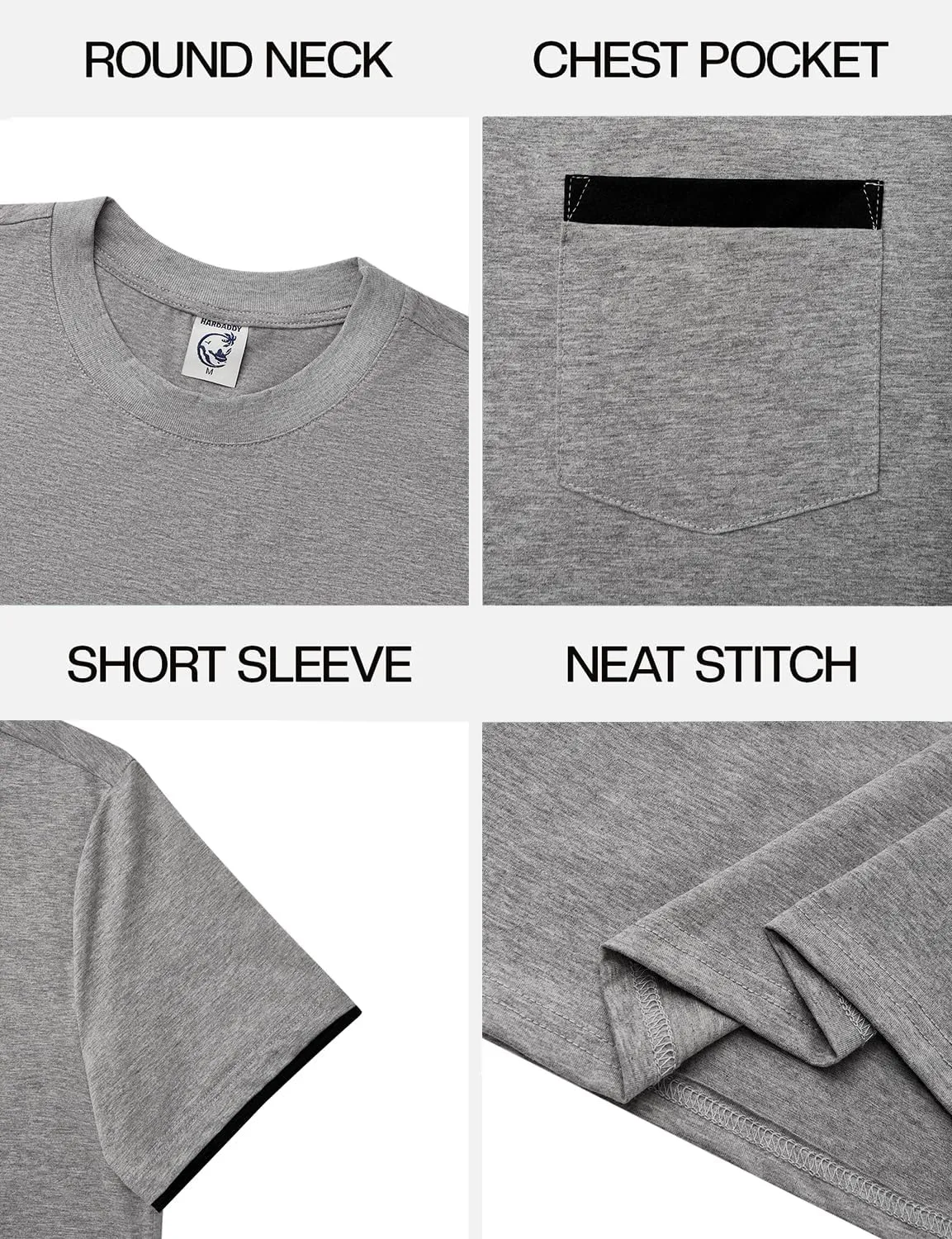 Hardaddy Men's Color Block Pullover Crew Neck Short Sleeve Tee Shirts with Pocket