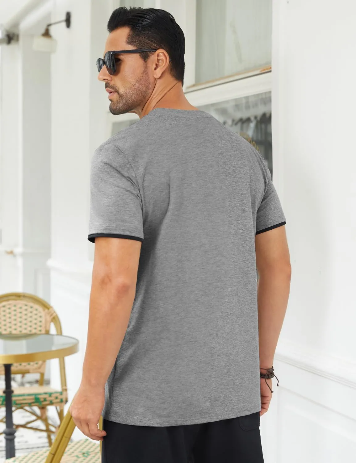 Hardaddy Men's Color Block Pullover Crew Neck Short Sleeve Tee Shirts with Pocket