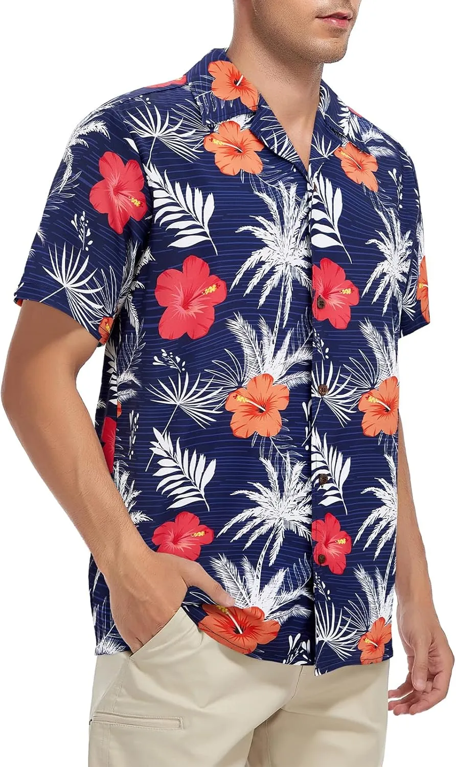 Hawaiian Shirt for Men Button Down Short Sleeve Casual Beach Shirt Summer Wear Stylish Tropical Print Shirts