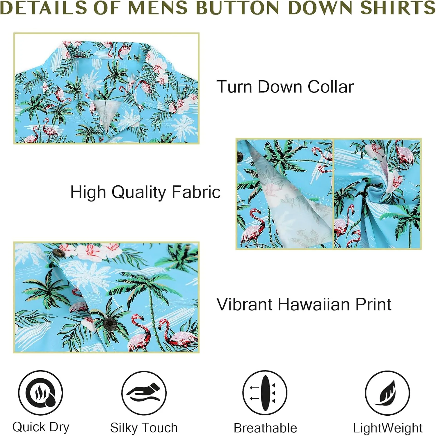 Hawaiian Shirt for Men Button Down Short Sleeve Casual Beach Shirt Summer Wear Stylish Tropical Print Shirts