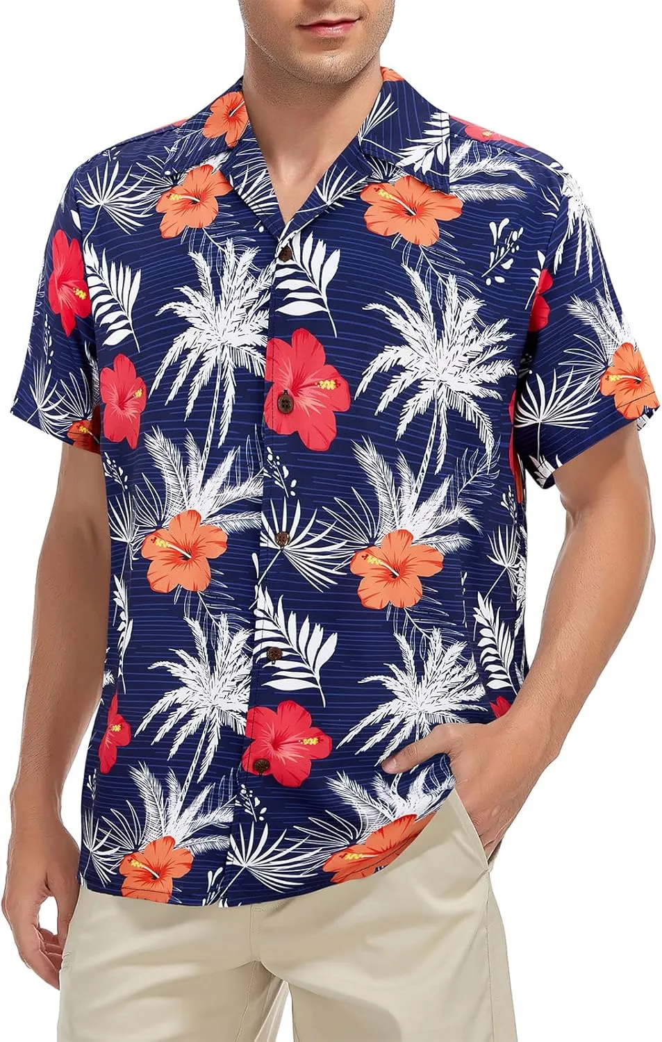 Hawaiian Shirt for Men Button Down Short Sleeve Casual Beach Shirt Summer Wear Stylish Tropical Print Shirts