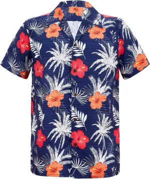 Hawaiian Shirt for Men Button Down Short Sleeve Casual Beach Shirt Summer Wear Stylish Tropical Print Shirts
