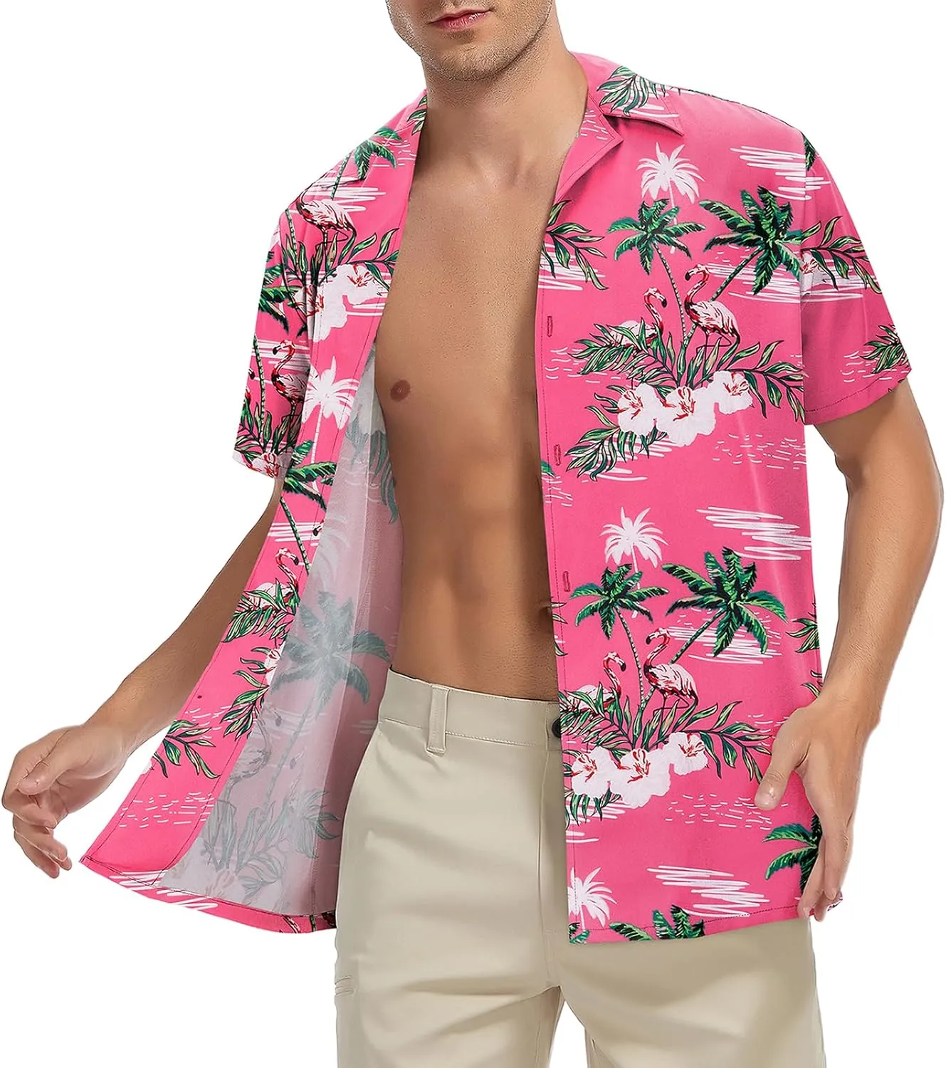 Hawaiian Shirt for Men Button Down Short Sleeve Casual Beach Shirt Summer Wear Stylish Tropical Print Shirts