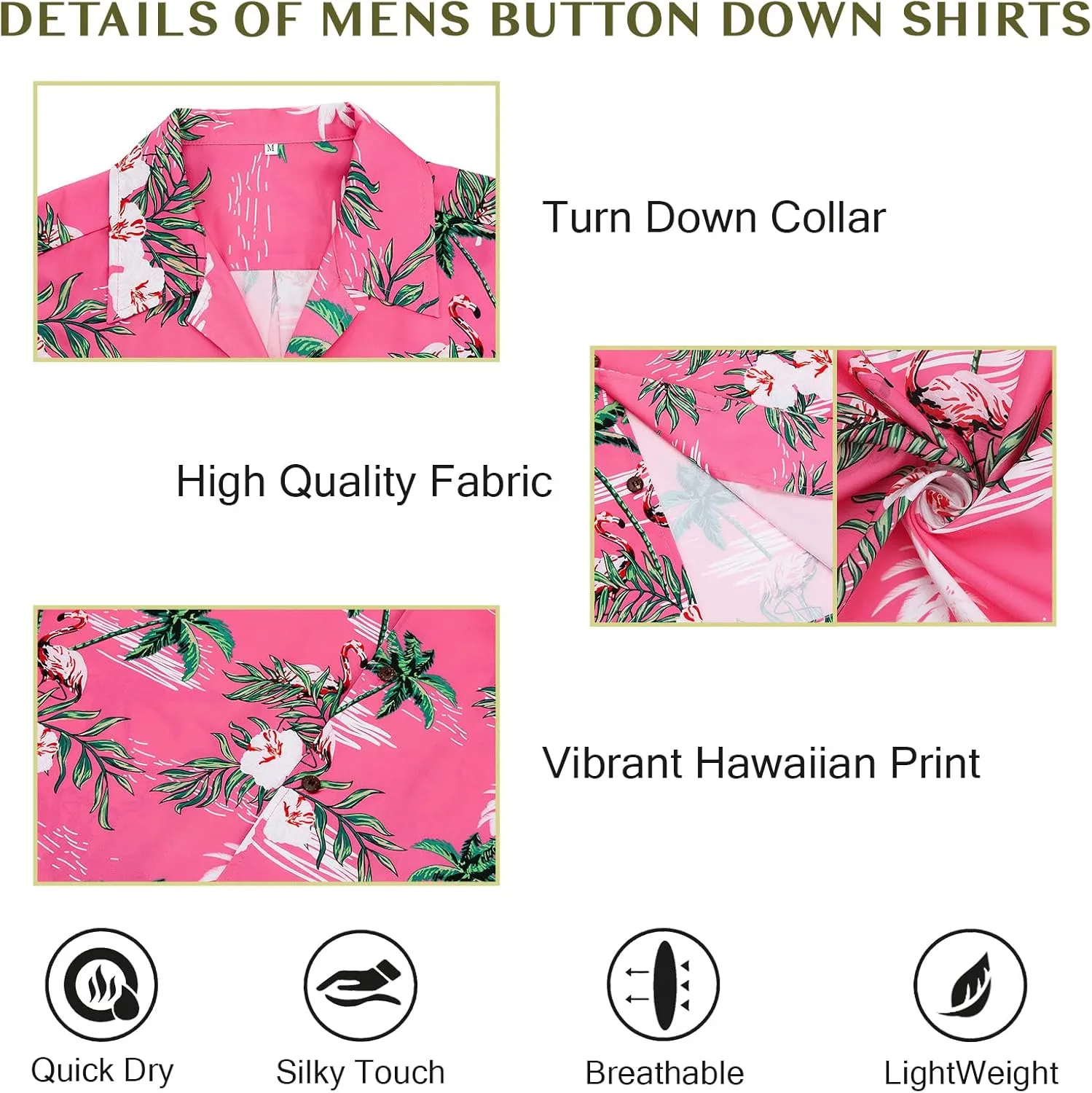 Hawaiian Shirt for Men Button Down Short Sleeve Casual Beach Shirt Summer Wear Stylish Tropical Print Shirts