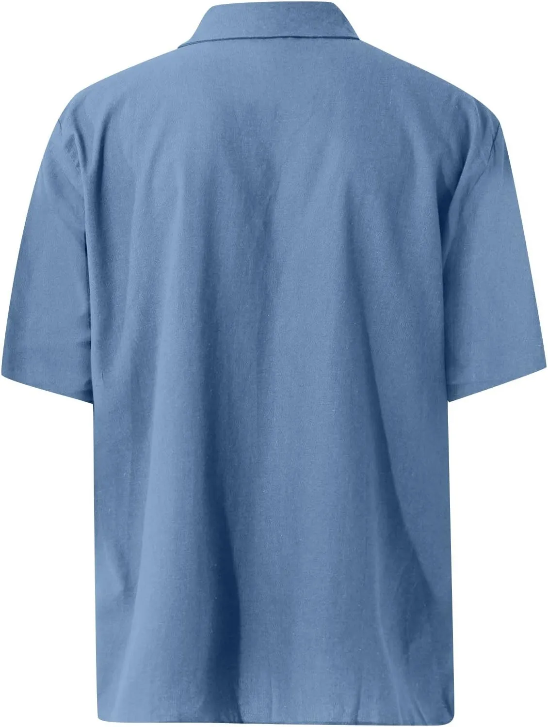 Hawaiian Shirt for Men, Men's Casual Cotton Linen Solid Color Short Sleeve Shirts Summer Loose Shirts
